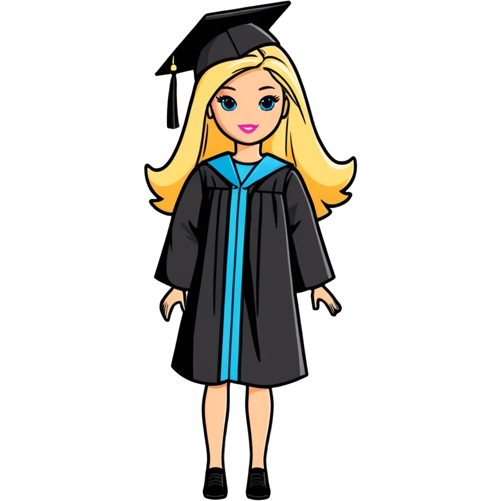graduated barbie with blonde hair emoji