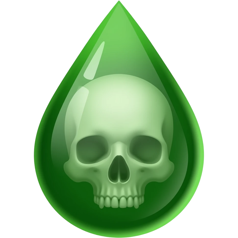 Creame una gota verde como color veneno con una calavera dentro difuminada emoji