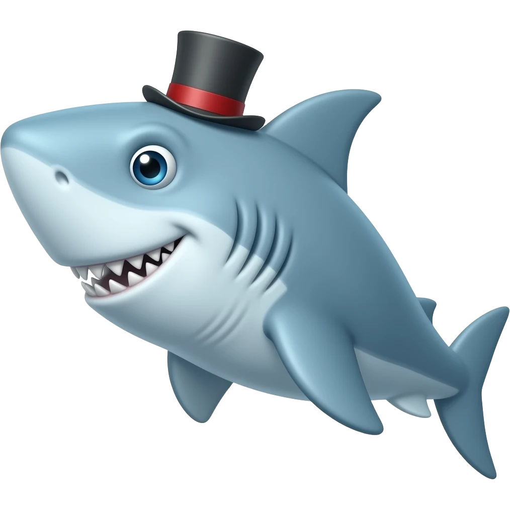 Shark with a top hat emoji