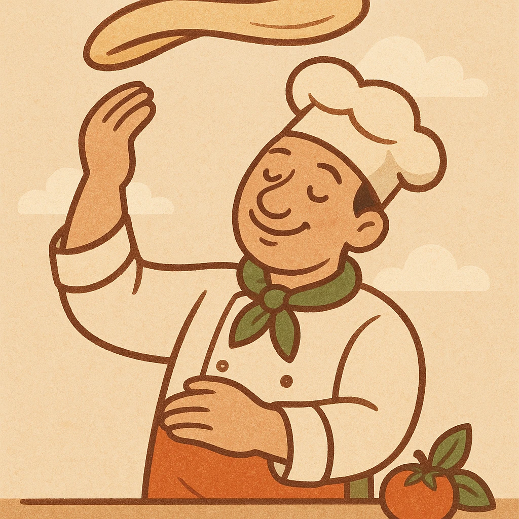 smiling Italian chef spinning pizza dough emoji