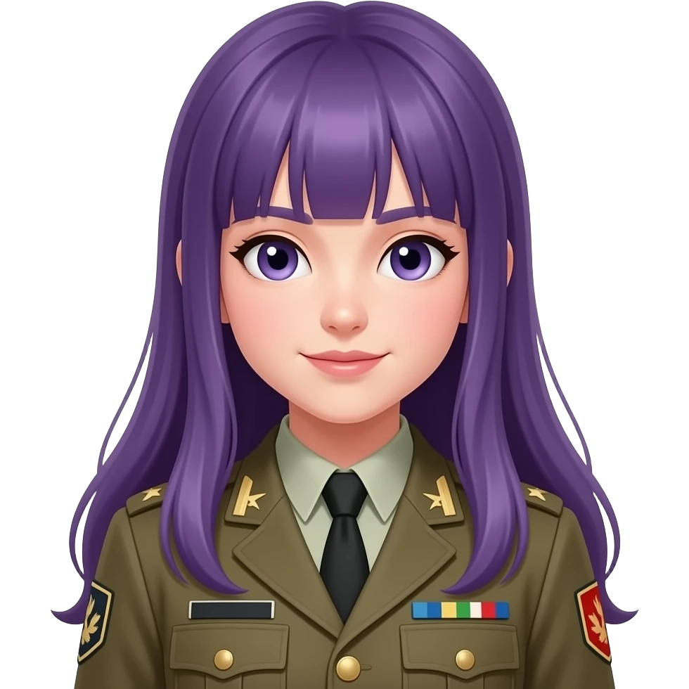GIRL WITH LONG PURPLE HAIR AND A SOLDIER emoji