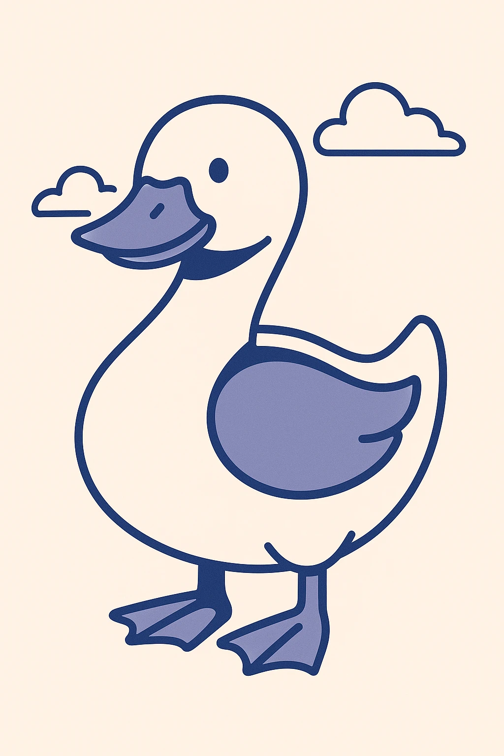 smiling duck, minimalism, rounded shapes emoji