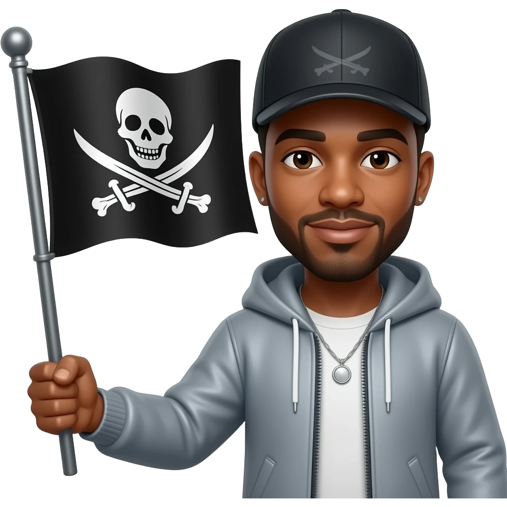 french rapper booba holding the pirate flag emoji