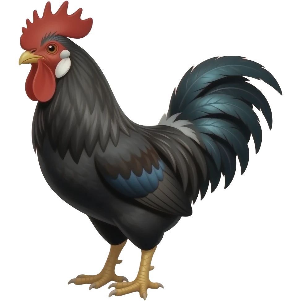 gallo todo negro hasta las patas y la cresta negra emoji