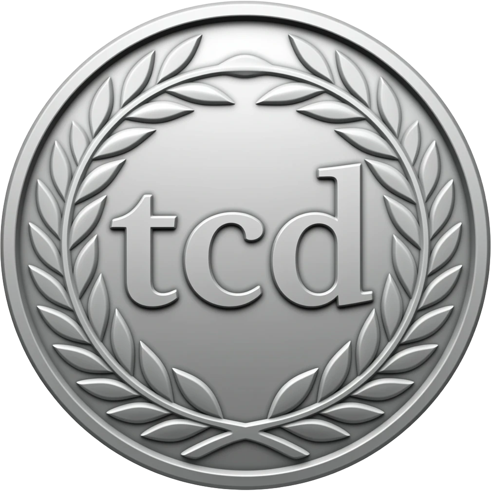 резная серебряная монета c надписью tcd с орнаментом emoji