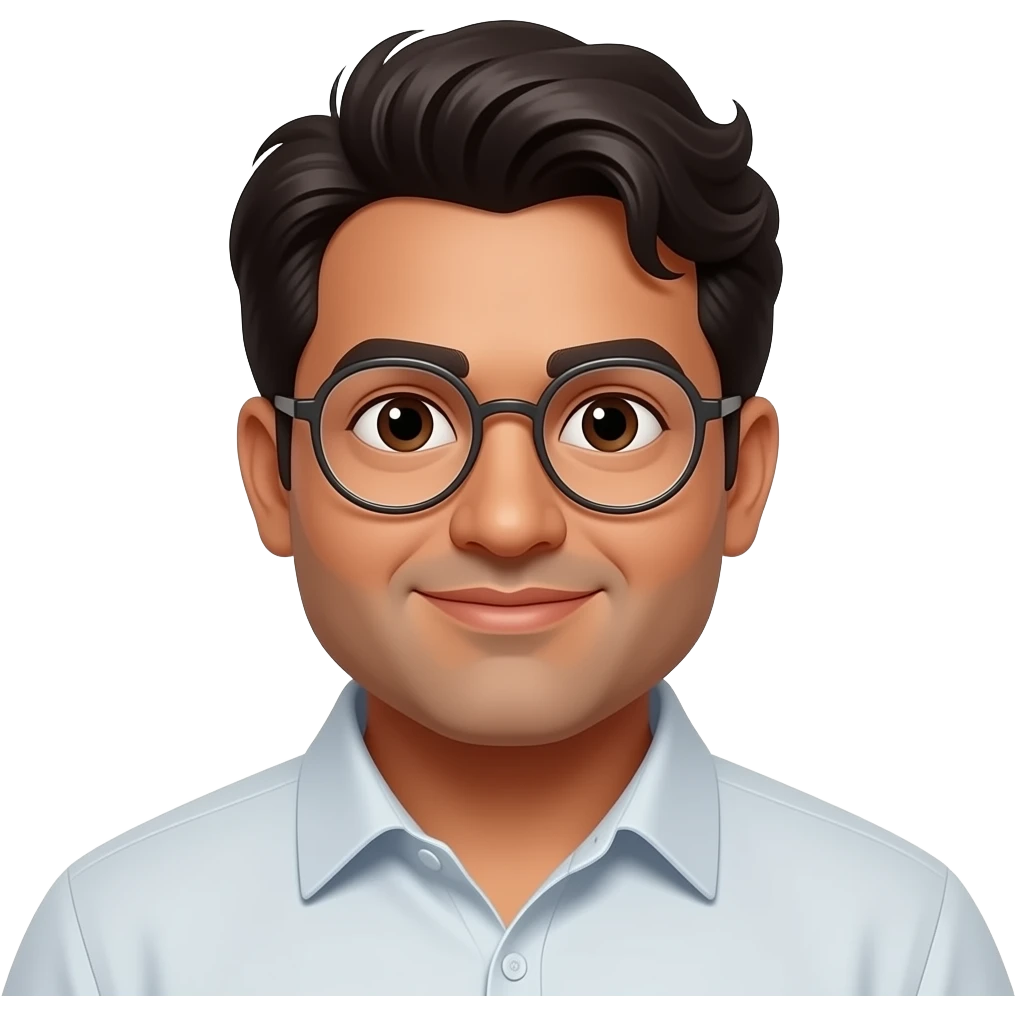 a big fat man brown indian with wavy hair and with glasses emoji