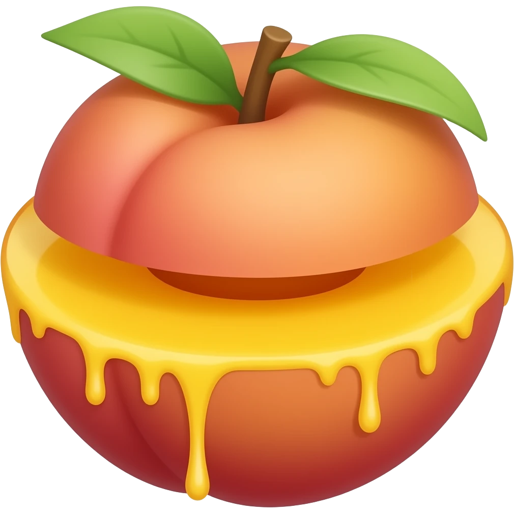 Juice dripping from inside a peach emoji