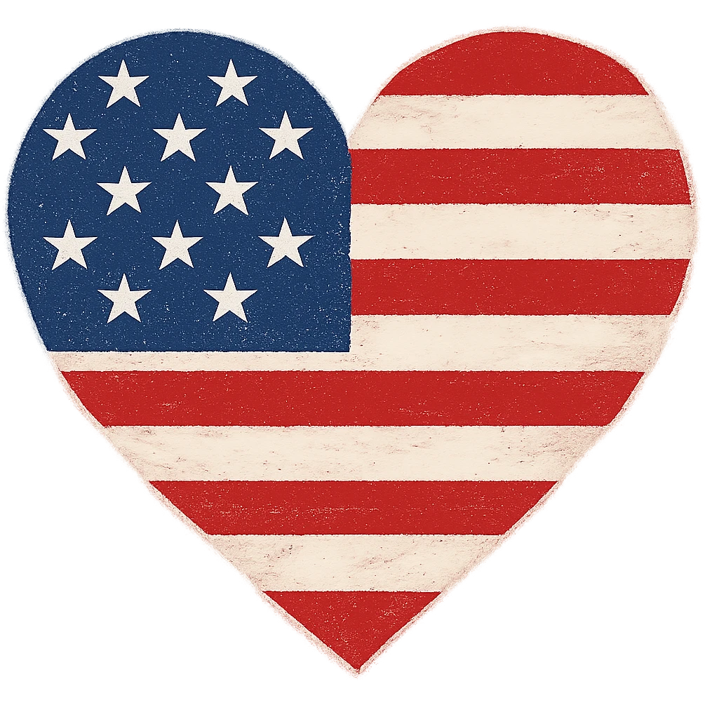 heart with a Fourth of July theme, no background emoji
