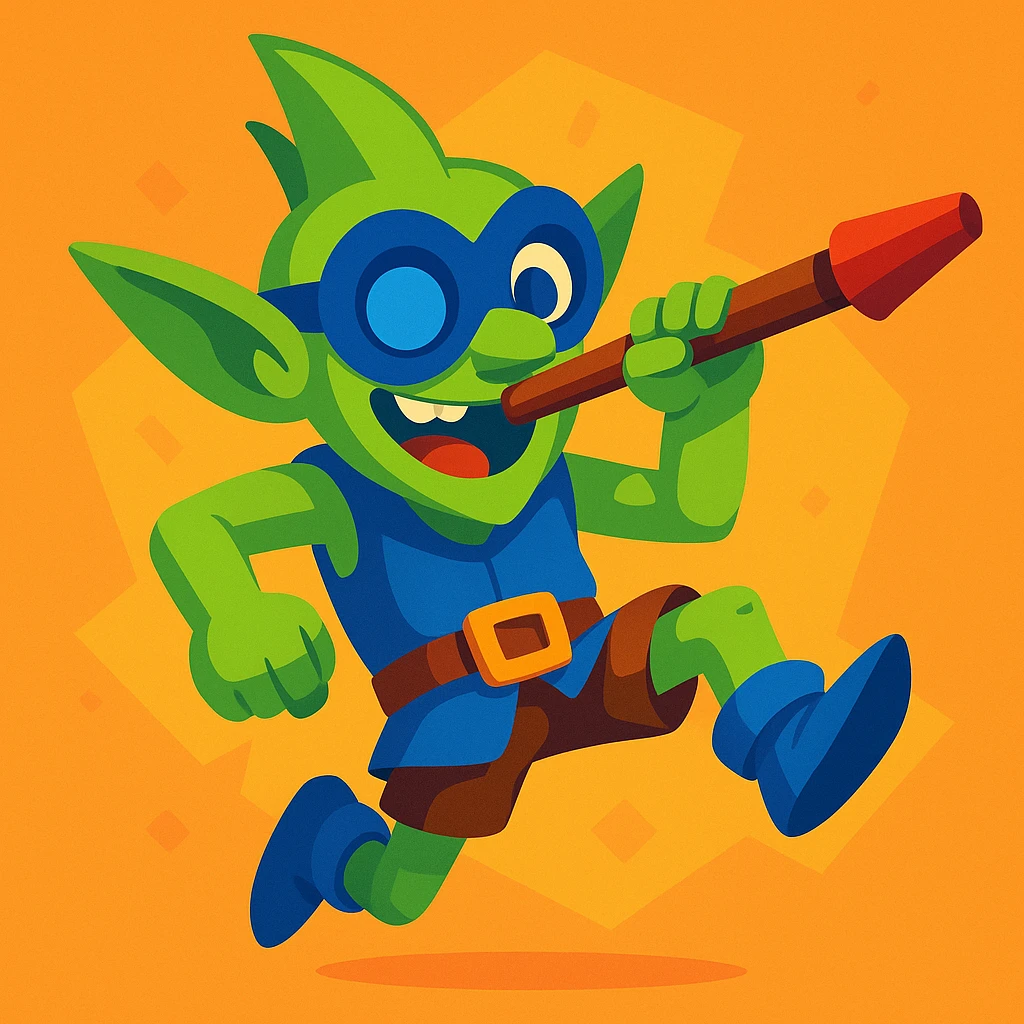 Dart Goblin from Clash Royale, vibrant cartoon style emoji