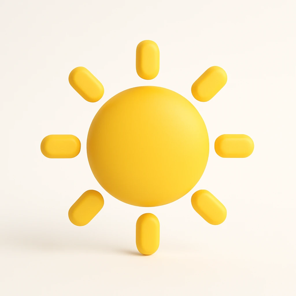 Isomorphic 3D Icon of Sun, Animated, Matte,  white background. High Resolution. emoji