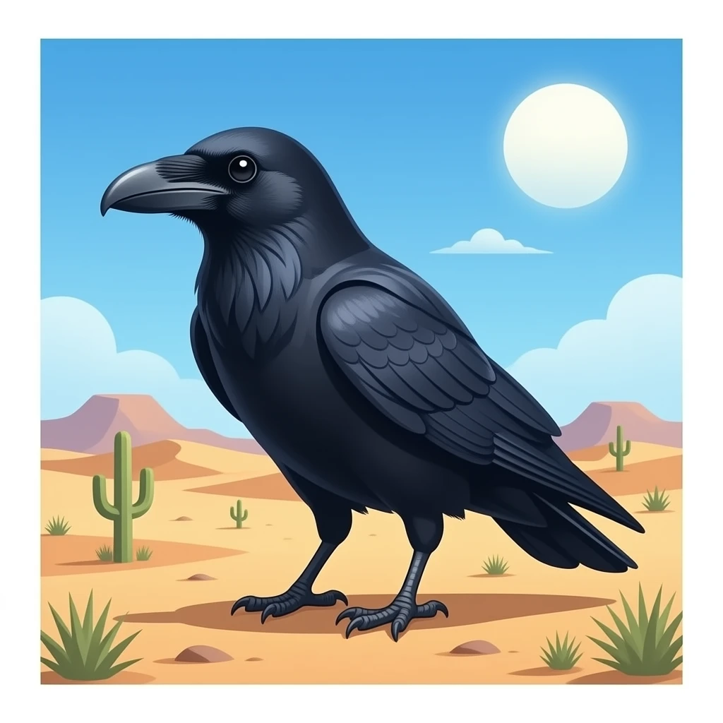 Raven in desert emoji