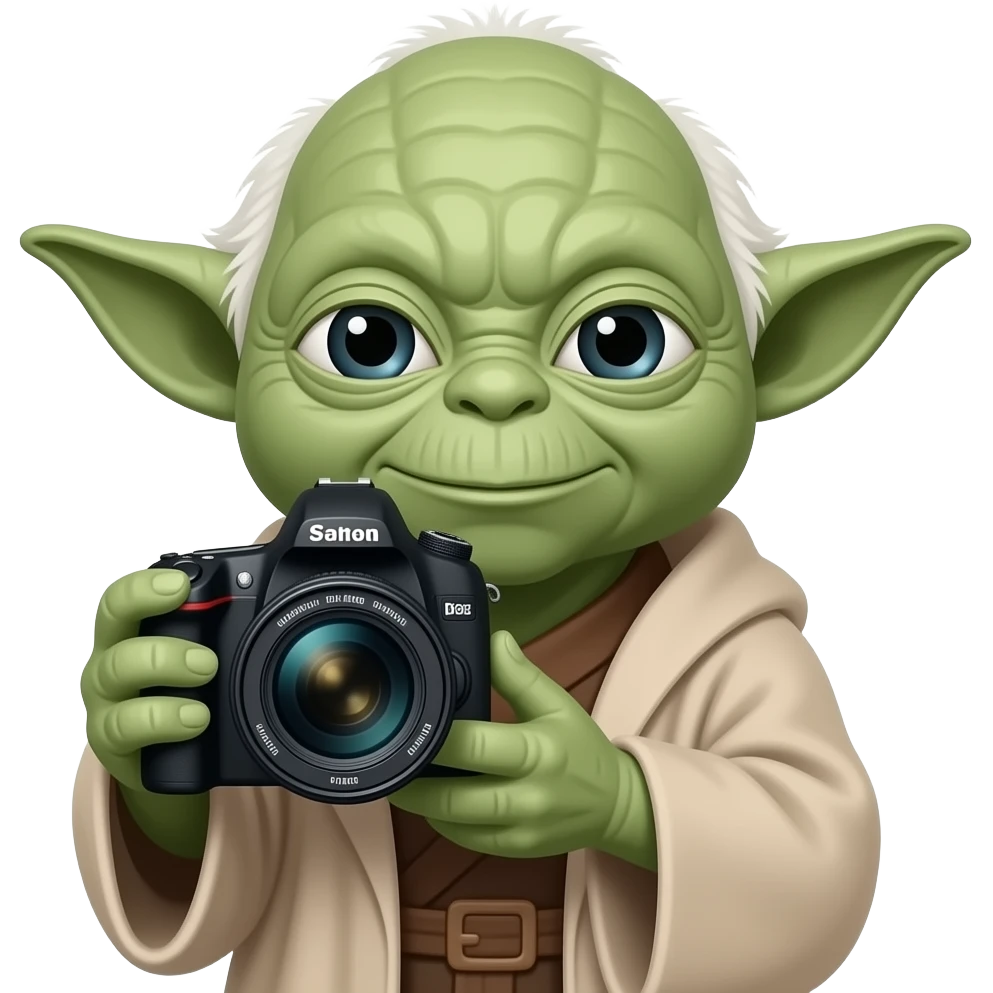 maitre yoda avec appareil gros appareil photo emoji