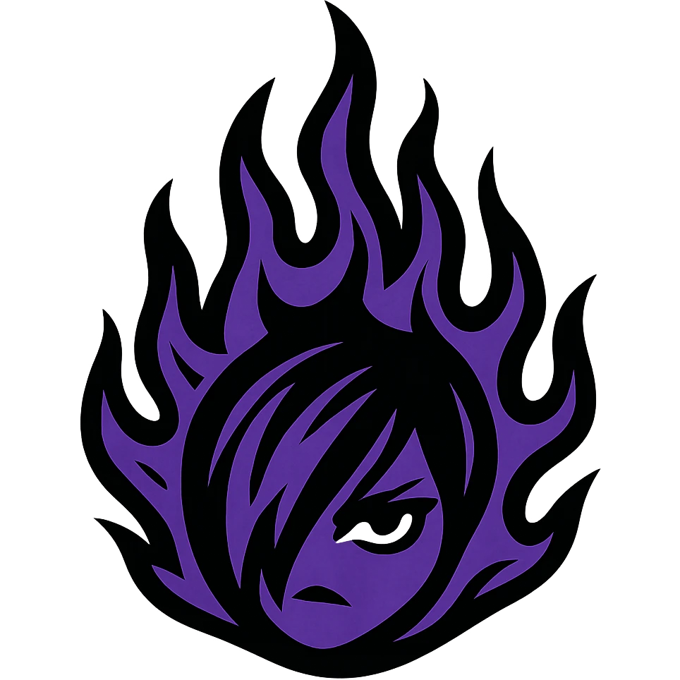 emo flame, black and purple emoji