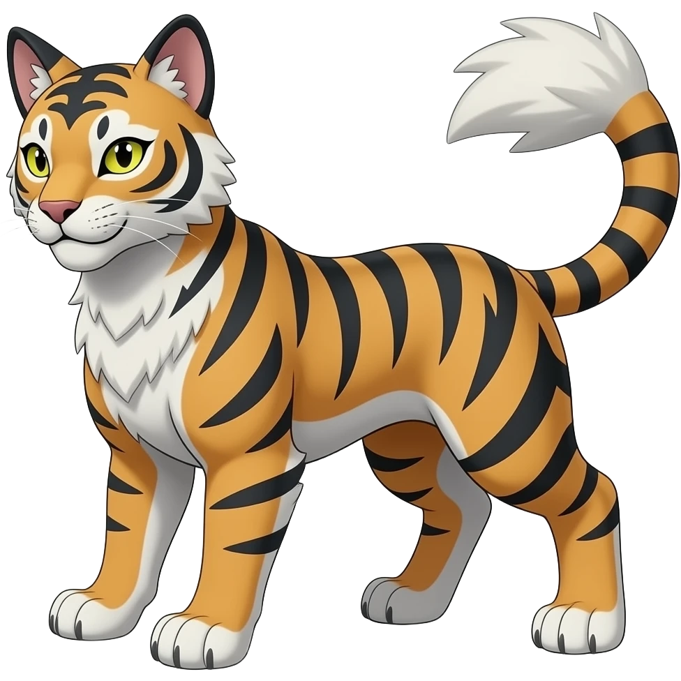 Lynx-Gatomon-Tiger-Liepard-Minccino-Pokémon-animal-Fakémon-hybrid-creature, full body emoji