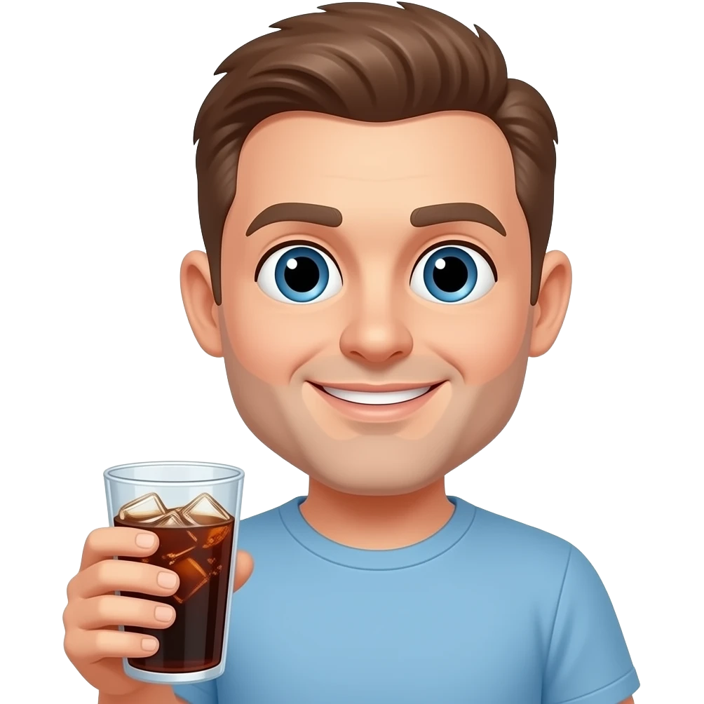 SHOW ME A WHITE MAN --WITH A ROUND FACE-- HOLDING A CUP OF SODA emoji