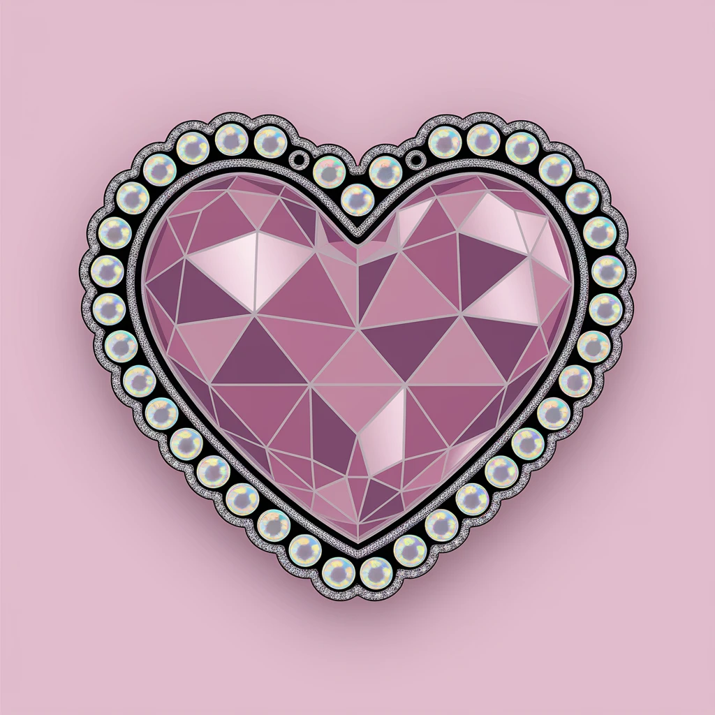 heart with a holographic silver border emoji