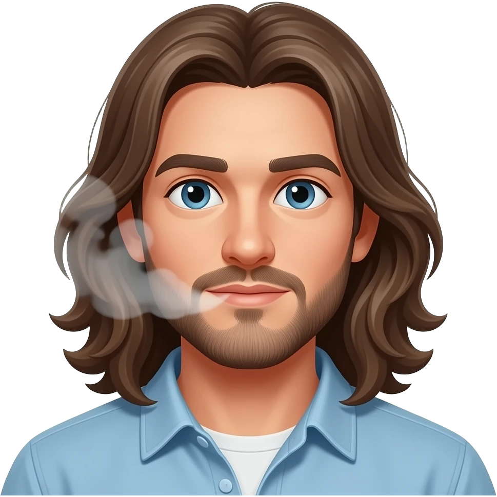 long haired man with smell particles around him emoji