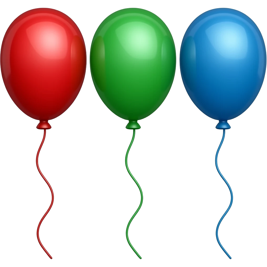 only three balloons, red green and blue no string on balloons emoji