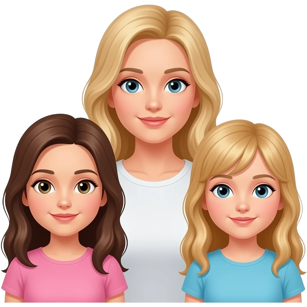 Blond mum with 2 daughters one a little taller emoji