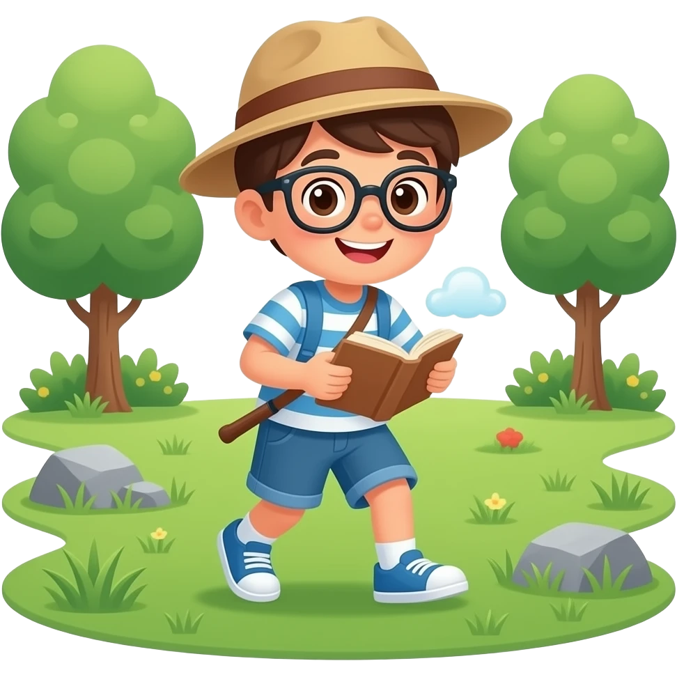 one kid playing scavenger hunt in the park emoji