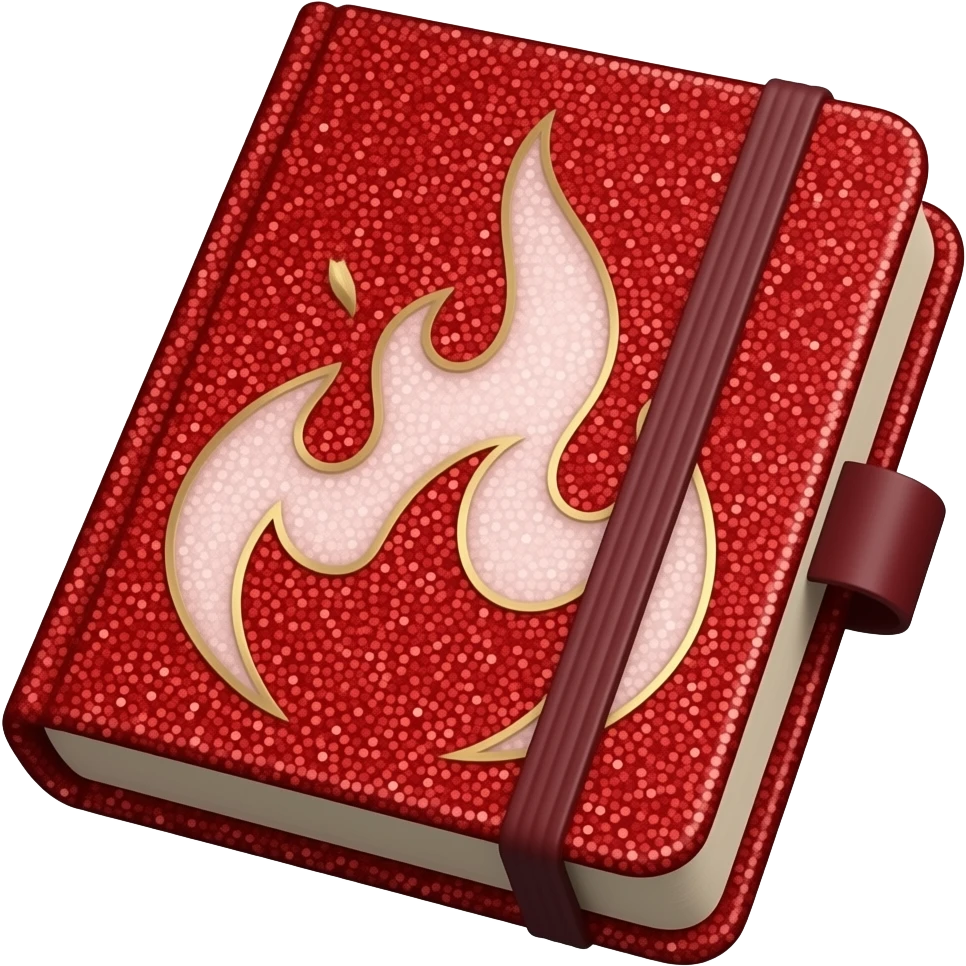 detailed glitter red flame diary emoji