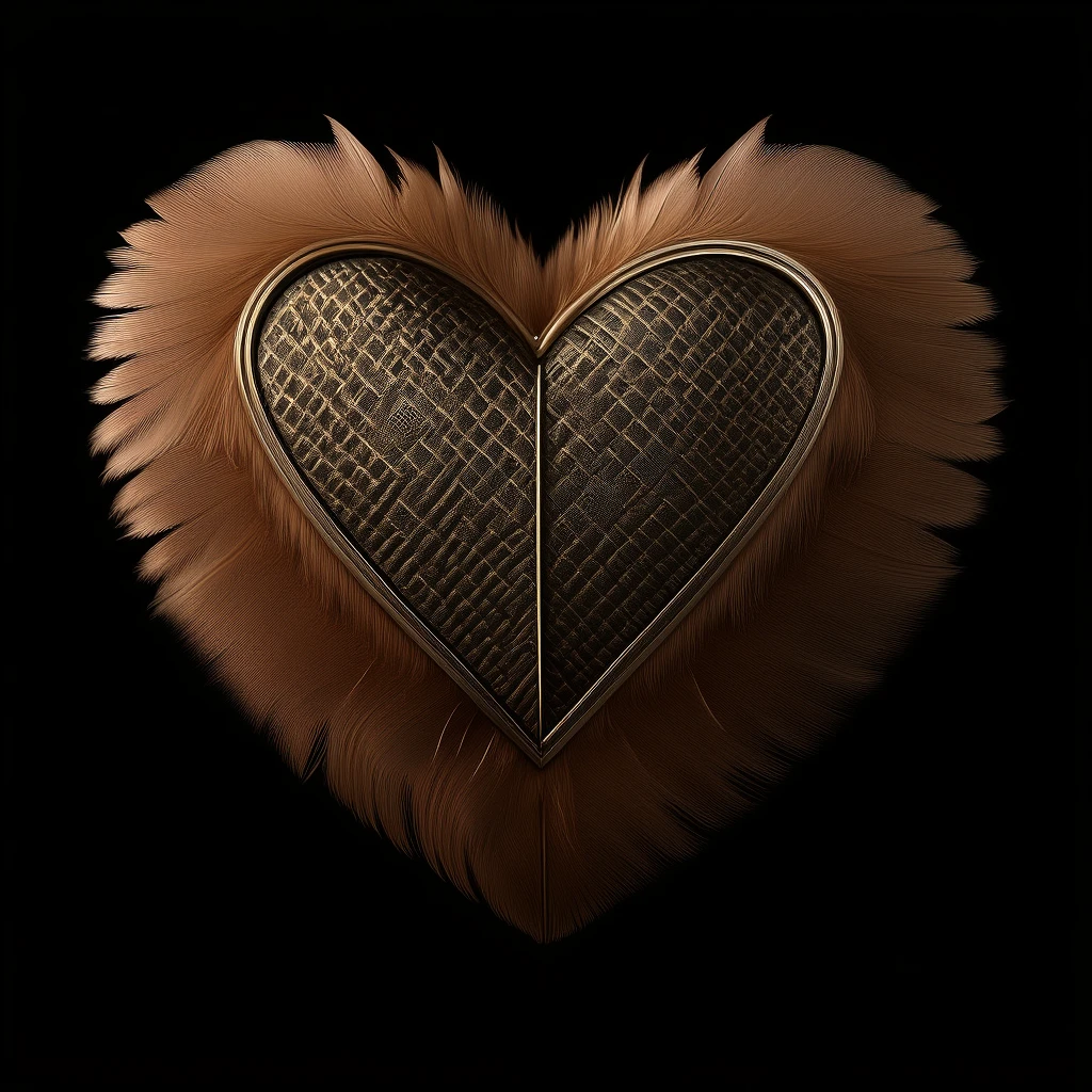 heart with a feather texture emoji