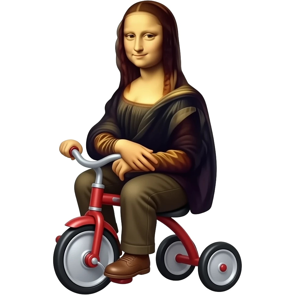 Mona Lisa rides a tricycle emoji