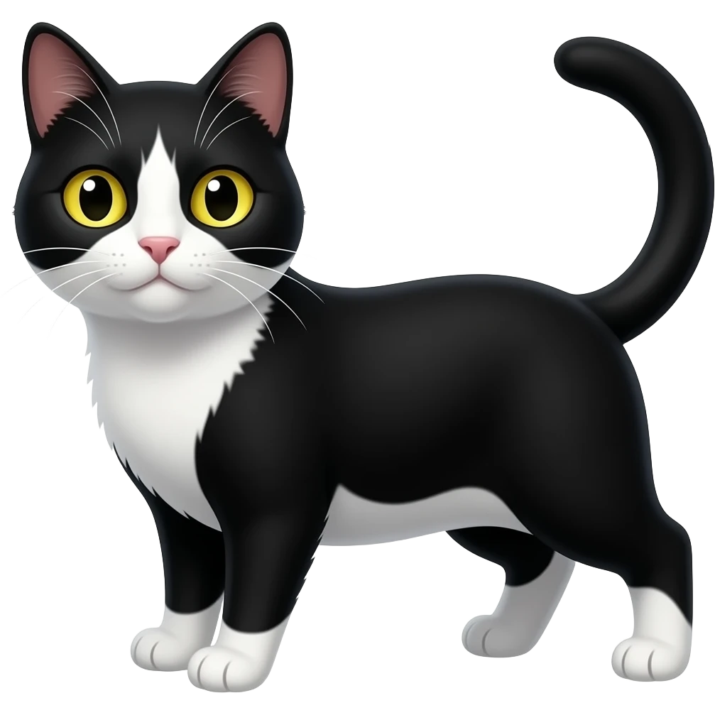 black with white cat with yellow eyes emoji