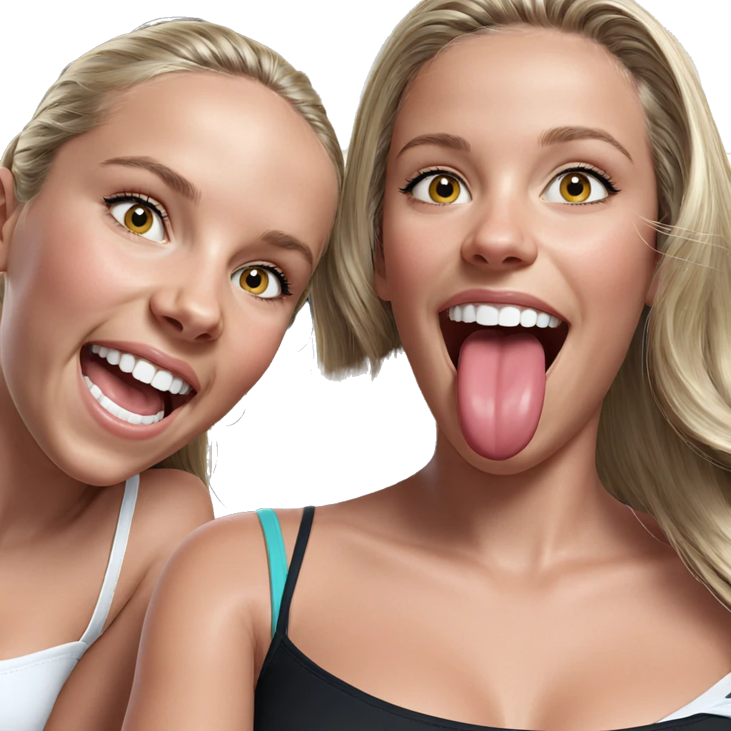 blonde girls showing their smiles emoji