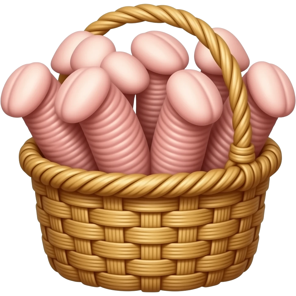 a basket full of detailed phallic penis shapes emoji