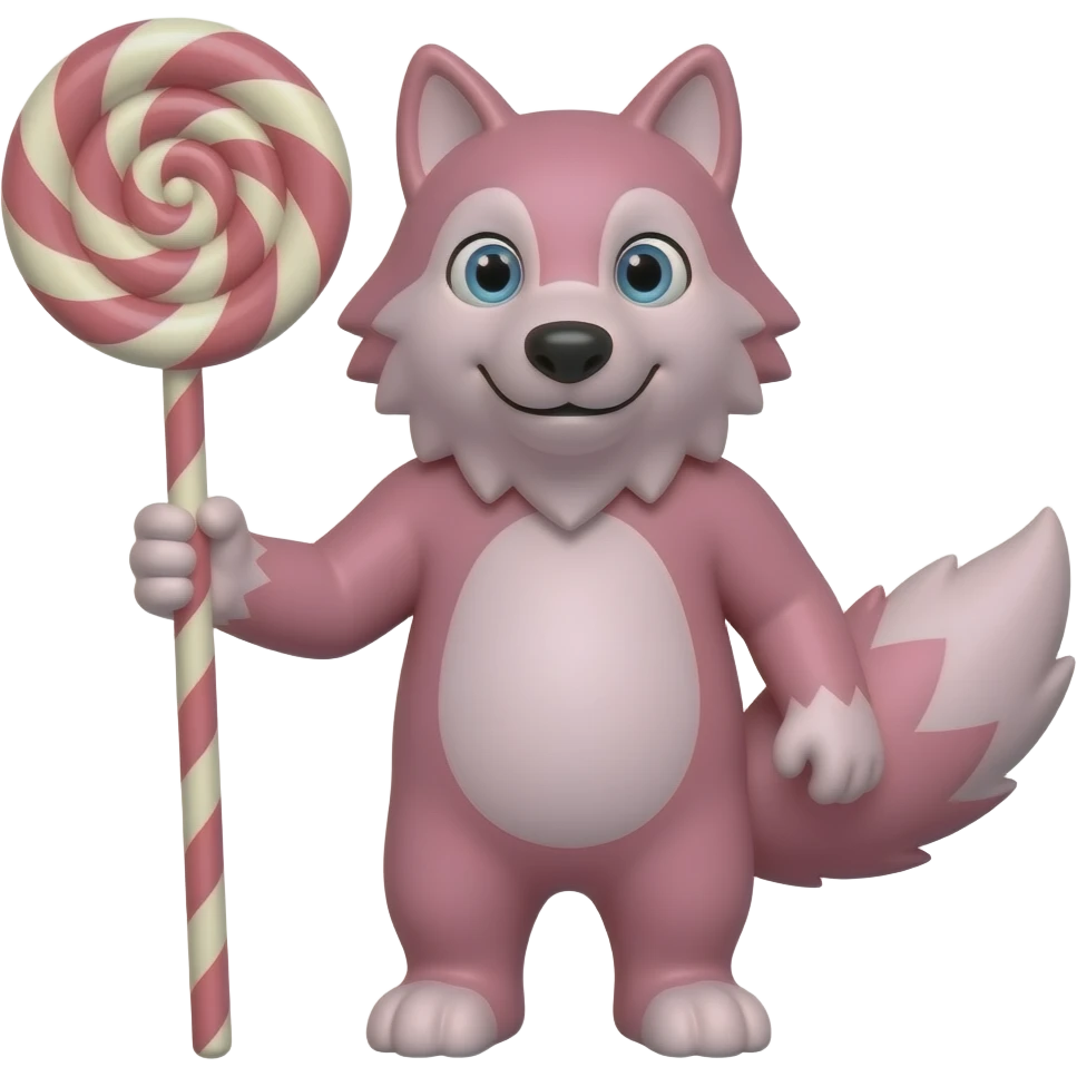 Pink Chocolate wolf long lollipop stick emoji