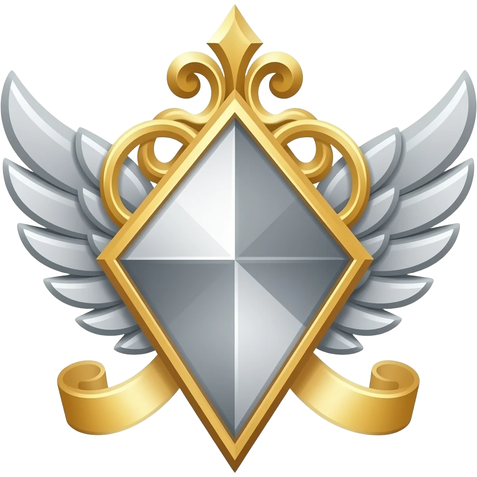 saint emblem with diamond wings emoji