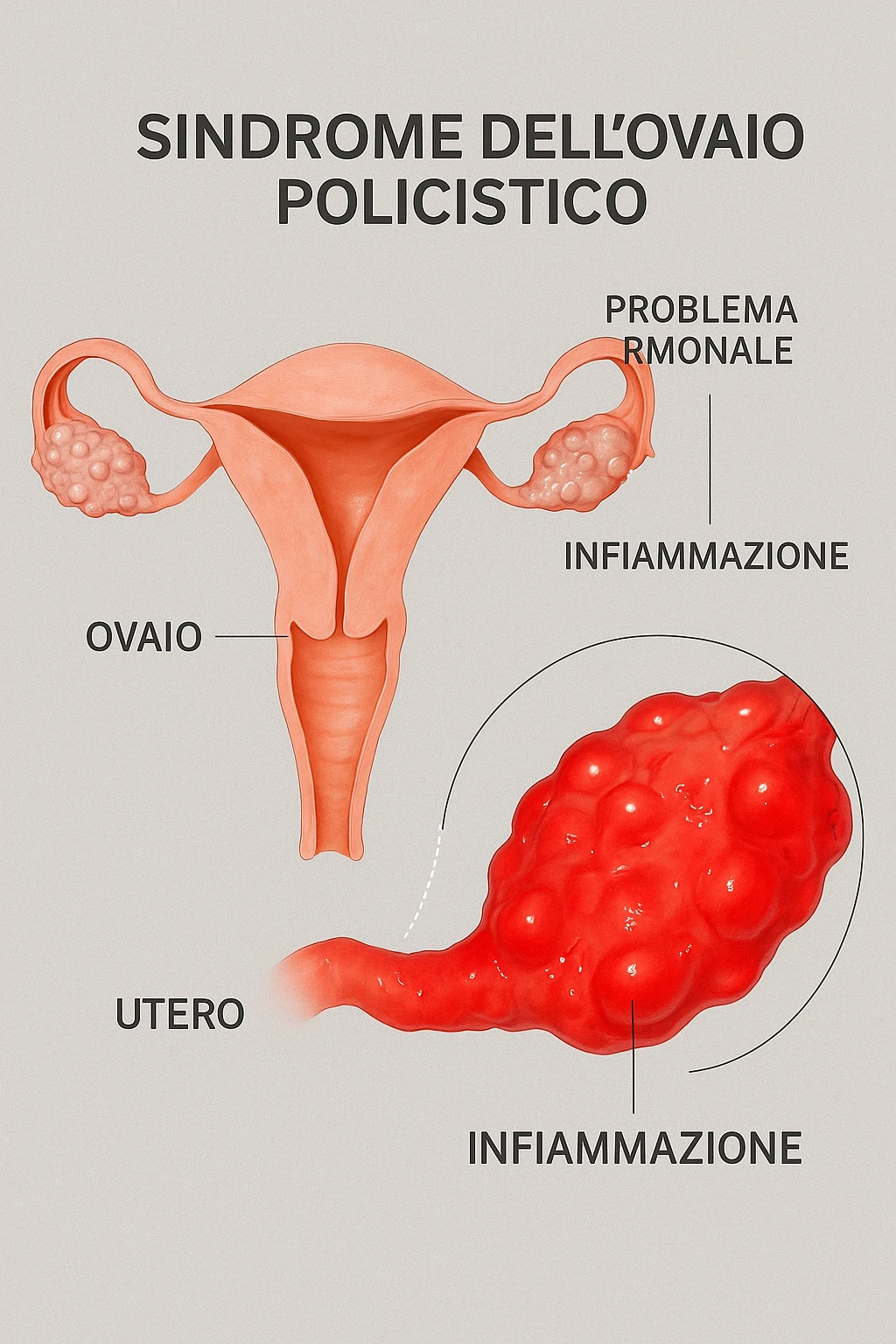 pcos con problema ormonale e infiammatorio SU DONNA in 3d in italiano emoji