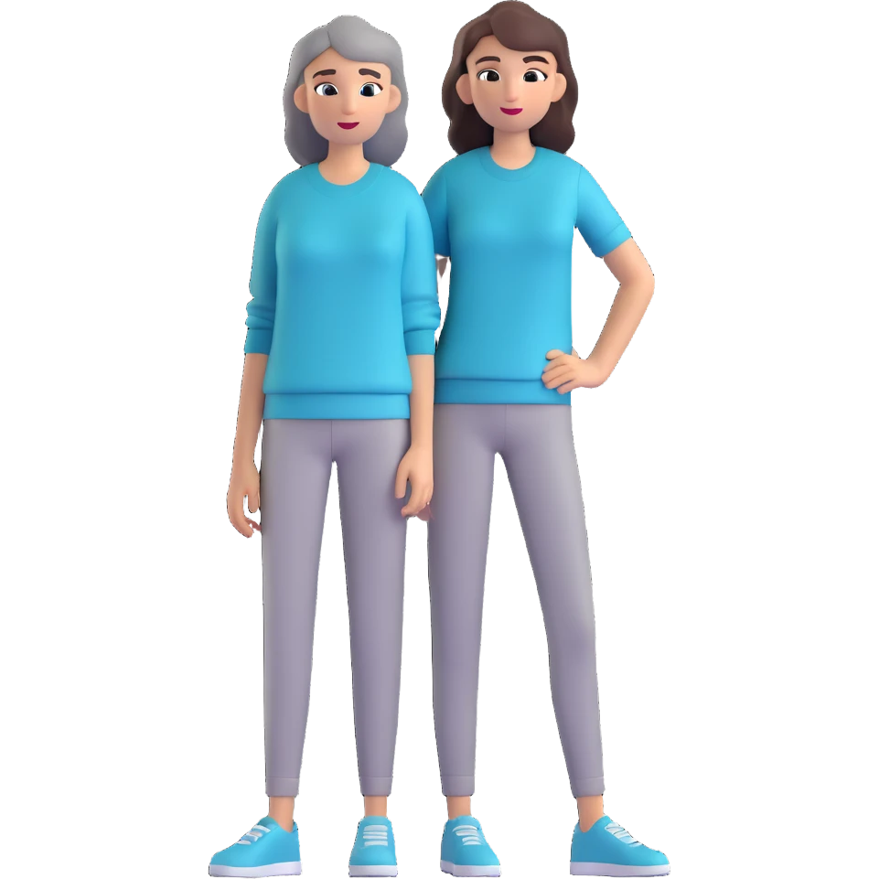 Create a 3D cartoon style illustration of a UI designer woman wearing cold colors such as blues, teals, and cool greys. Maintain the same 3D cartoon style as the reference image. Use a transparent background. emoji