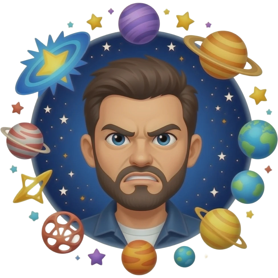 An emoji of literally everything cool stuff like galaxies and things and an emoji angry emoji