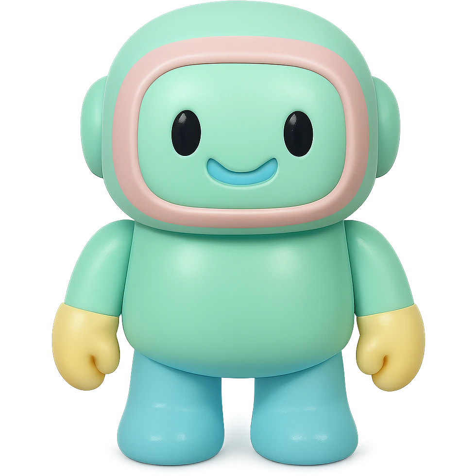 a robot with a friendly face vinyl figure style emoji