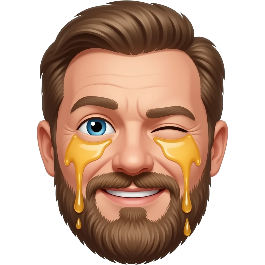 Make chet holmgren winking with honey being poured on his face emoji