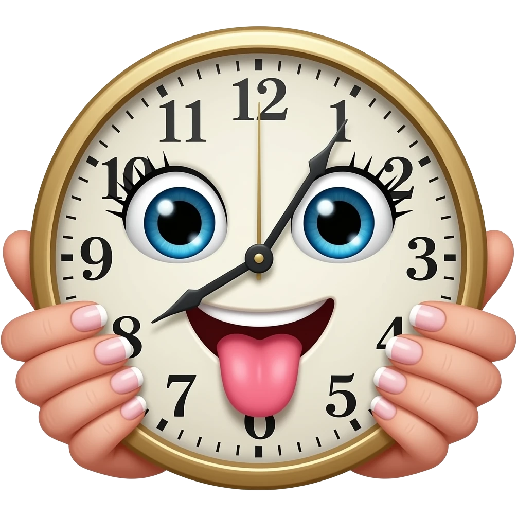 This emoij😝with lashes and nails doing clock it emoji