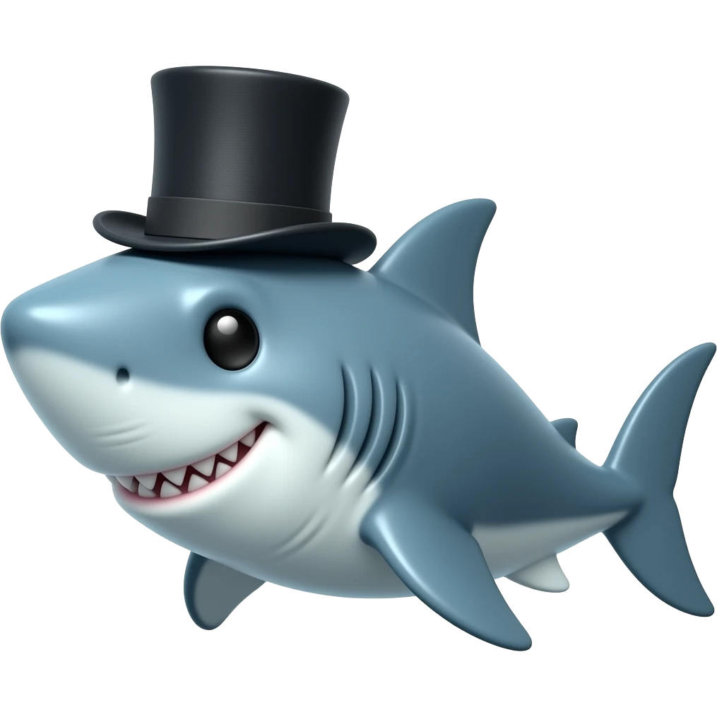 Shark with a top hat emoji