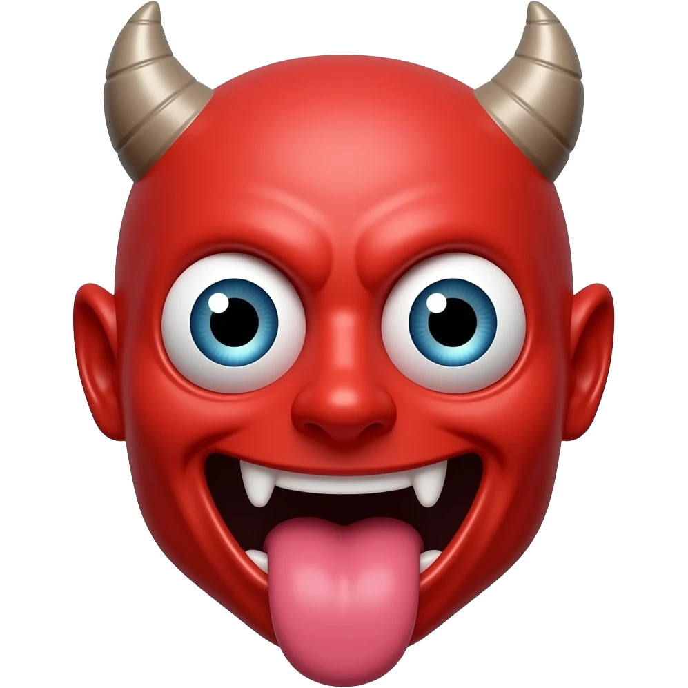 Emoji red face  demon crosseyed and tongue out emoji