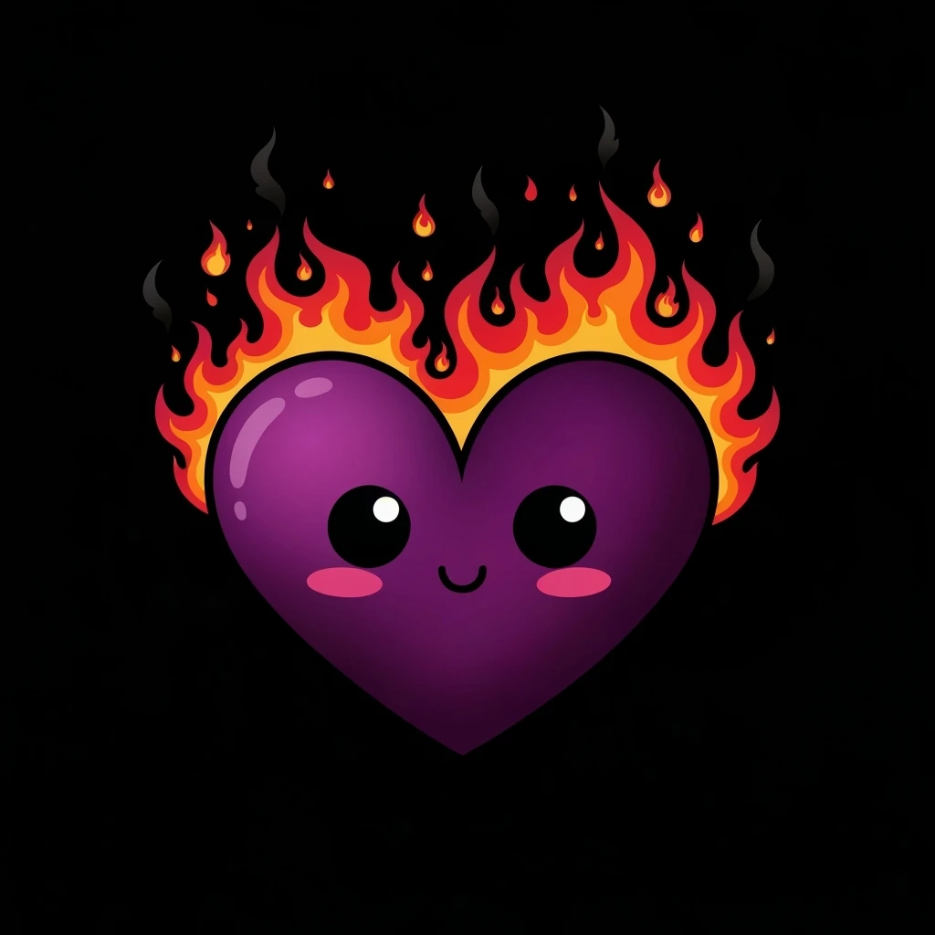 cute emo heart with flames emoji