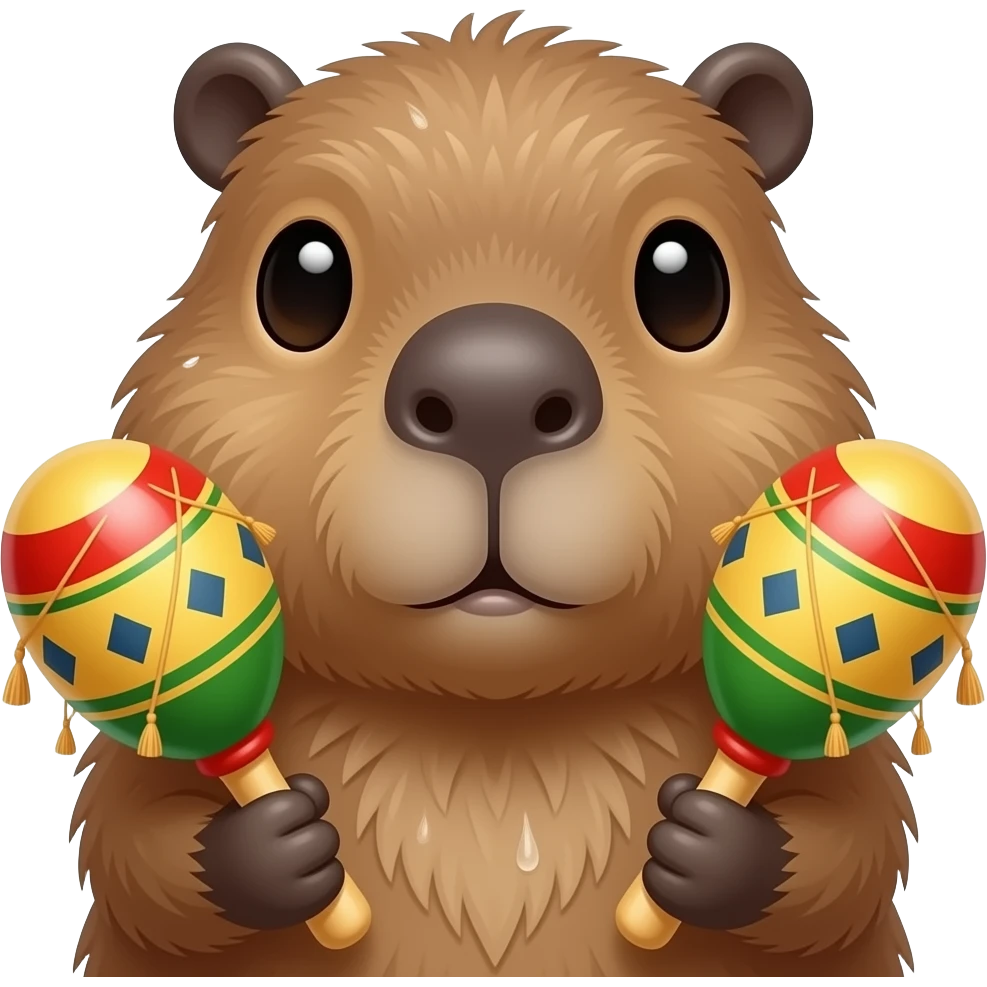 cute capybara with  big Maracas closeup emoji