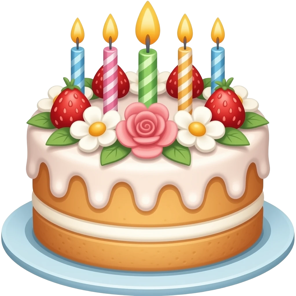 Birthday cake with flowers on it emoji