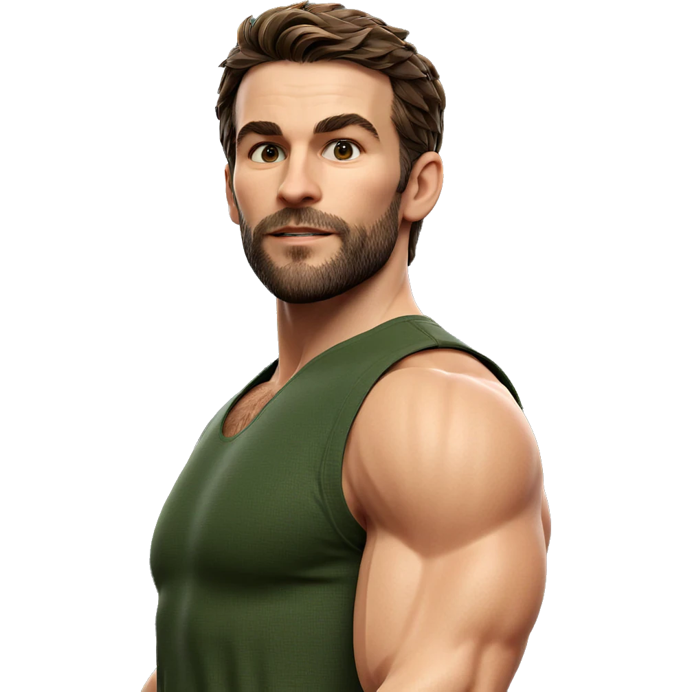 muscular male with beard emoji