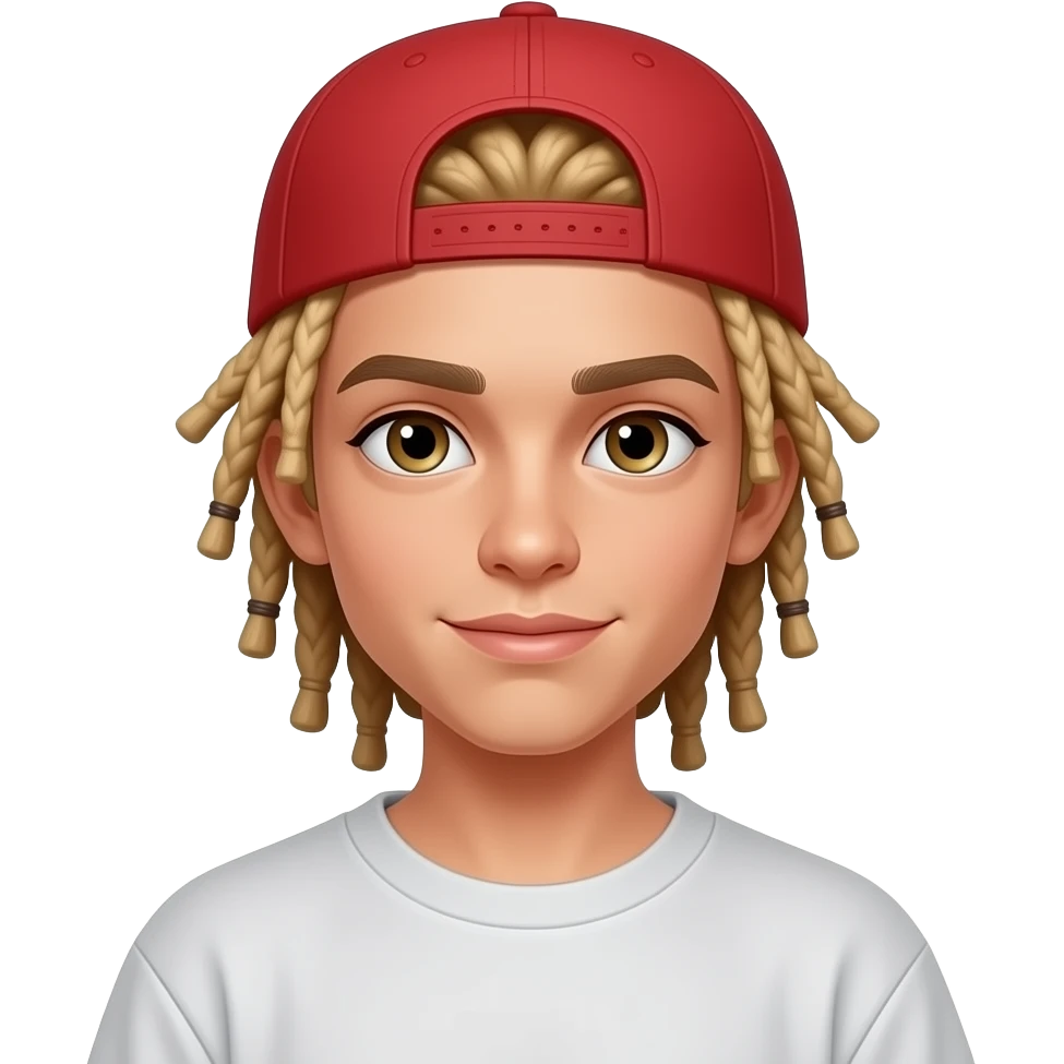 Chico con rastas rubias con gorra roja y ropa ancha  chico blanquito con ojos seductores emoji