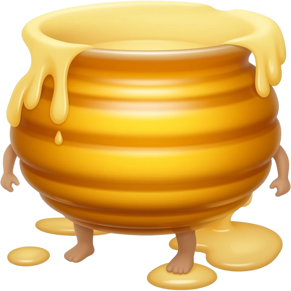 A honey bowl with legs without arms emoji