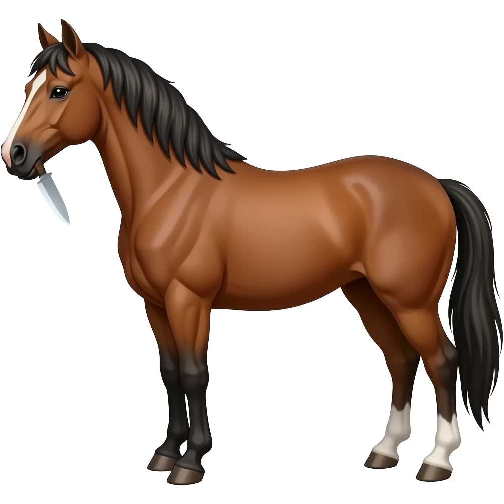 Horse with a knife emoji