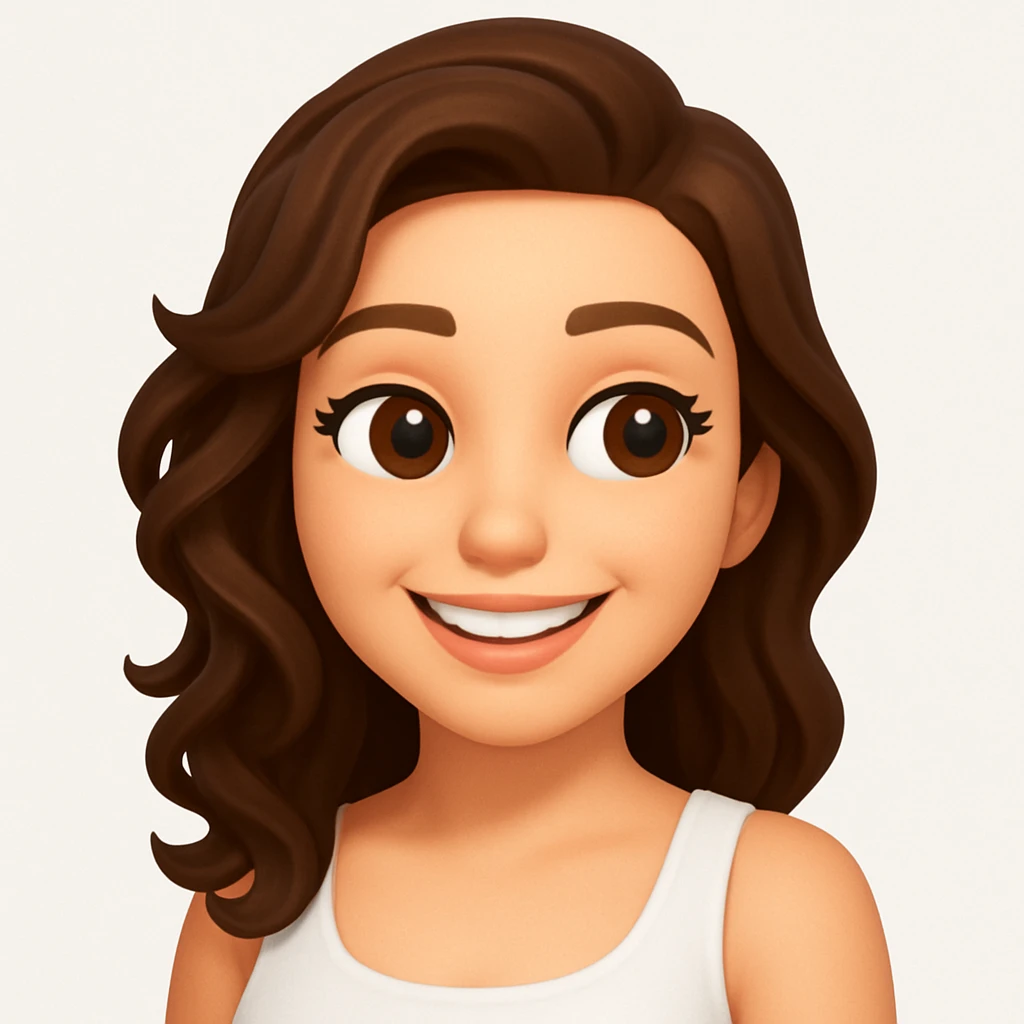 turn the second man in emoji style of the 1st image, match the facial features and match dressing style of the 2nd image, she is in whte tank top emoji