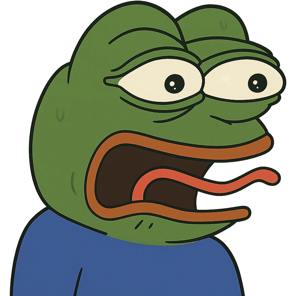 pepe the frog with a scared expression emoji