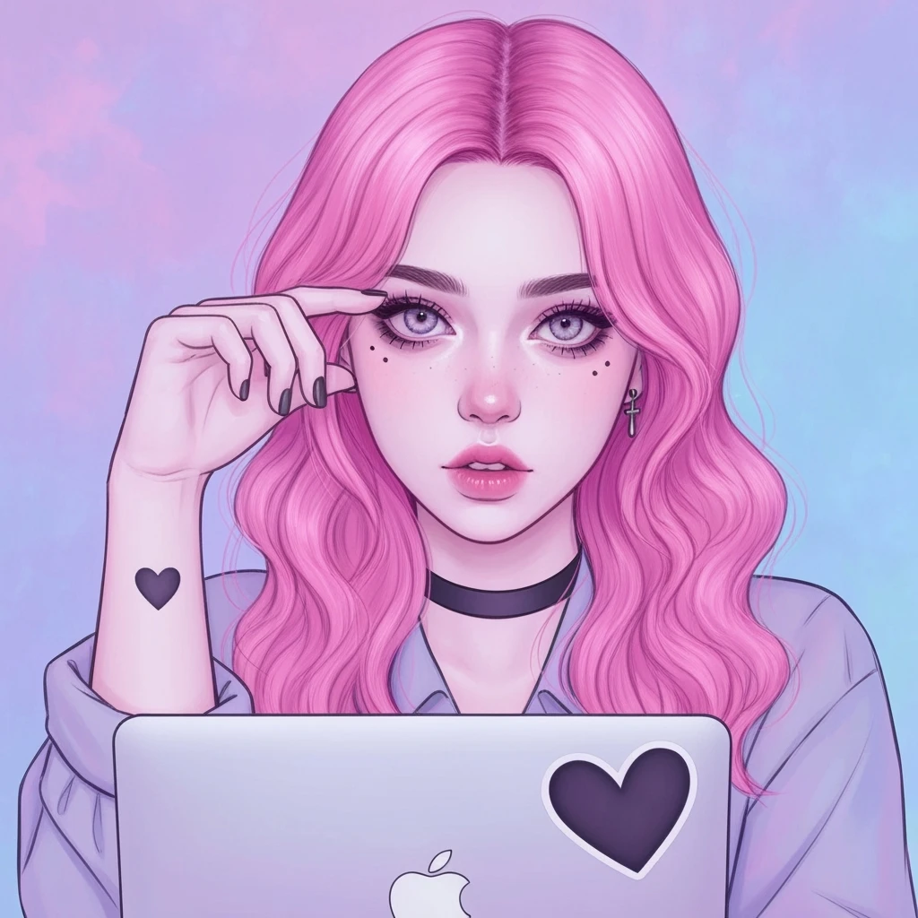 pastel goth profile picture with a heart accent, cute, expressive, minimal, variation 4 emoji
